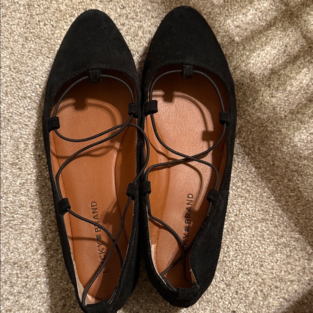 Lucky Brand Black Lace-Up Flats
